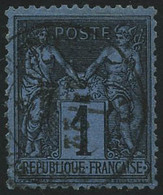 Oblit. N°84 1c Noir S/bleu De Prusse - TB - 1876-1898 Sage (Type II)