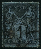 Oblit. N°84 1c Noir S/bleu De Prusse, Une Dent Pliée - B - 1876-1898 Sage (Type II)