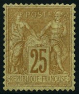 ** N°92 25c Bistre S/jaune, Très Bon Centrage - TB - 1876-1898 Sage (Type II)