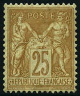 ** N°92 25c Bistre S/jaune - TB - 1876-1898 Sage (Tipo II)