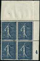 ** N°132a 25c Bleu Foncé, Bloc De 4 Pièce De Luxe - TB - Autres & Non Classés