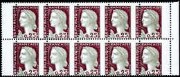 ** N°1263 25c Marianne Decaris, Bloc De 10 Superbe Variété De Piquage - TB - Sonstige & Ohne Zuordnung