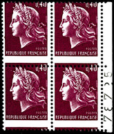 ** N°1536B 40c Rouge-carminé, Bloc De 4 Superbe Variété De Piquage - TB - Altri & Non Classificati