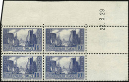 ** N°261b 10F Outremer Pâle, Type I Bloc De 4 CD 23/3/29 - TB - Autres & Non Classés