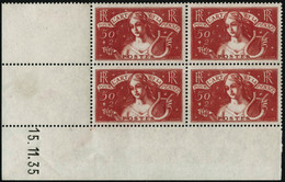 ** N°308 50c + 2F Rouge-brique, Bloc De 4 CD 15/11/35 - TB - Altri & Non Classificati