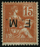 ** N°1a 15c Orange, Surcharge Renversée - TB - Sellos De Franquicias Militares