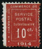 ** N°1 10c Vermillon - TB - Guerre (timbres De)