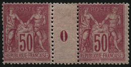 ** N°104 50c Rose, Paire Mill 0 - TB - Millésimes