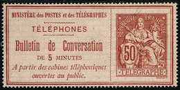 (*) N°4 50c Rouge S/rose - TB - Télégraphes Et Téléphones