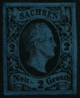 * N°4 2u Bleu-foncé - TB - Sachsen