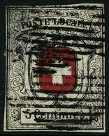Oblit. N°7 5c Noir Et Rouge, Légèrement Peluré Au Verso - B - Otros & Sin Clasificación