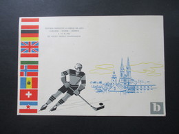 AK Sonderkarte 1966 Eishockey WM Ljubljana - Zagreb - Jessenice Udzsgp 1966 - Sport Invernali