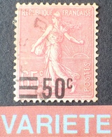 R1934/62 - 1926 - TYPE SEMEUSE LIGNEE - N°224 ☉ TRES BON CENTRAGE - VARIETE ➤➤➤ Surcharge Déplacée - Used Stamps