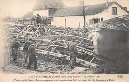 28-COURVILLE- CATASTROPHE DE COURVILLE 1911- TRAIN RAPIDE PARIS A RENNES TAMPONNE TRAIN DE MARCHANDISES , GUINGAMP PARIS - Courville