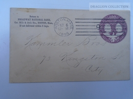E0141  USA  Cover Postal Stationery 1892  2 Cents  Cancel Boston Mass.  To Kingston City (Jamaica?) - ...-1900