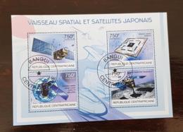 CENTRAFRIQUE, Vaisseau Spatial Et Satellites Japonais, Feuillet 4 Valeurs émises En 2012. Bloc Oblitéré (used) - Afrika