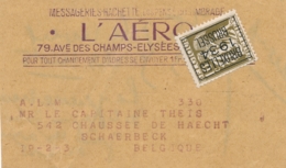 Belgique PREO CERES BRUXELLES 1934 SEUL Sur Devant De Bande De Journal ' L'AÉRO Pour Schaerbeck - Rollenmarken 1920-29