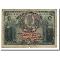 Billet, Espagne, 50 Pesetas, 1907-07-15, KM:63a, B+ - 50 Peseten