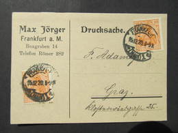 KARTE Frankfurt - Graz FARBE!! 15.12.1920 Max Jörger Brustschild  // D*37884 - Cartas