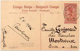 Belgian Congo 1924. Entire Postal Card Of 30 Centimes With Fabricants D'étoffes Wahutu, To Montreux, Switzerland - Covers & Documents