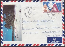 FRENCH POLYNESIA TAHITI - NEW ZEALAND PICTORIAL AIRMAIL COVER 37F G BELL - Covers & Documents