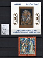 EGYPT Sc C143a, C144 MNH 50th Anniversary Of Discovery Tout Ankh Amon's Tomb Souvenir Sheet & Pair Airmail - Poste Aérienne