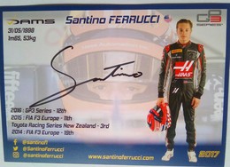 DAMS Racing Santino Ferrucci  Signed Card - Car Racing - F1