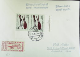 DDR: R-Eil-Fern-Bf 35 Pf Medizinhist. Instrumente Mit SbPA-R-Zettel, 4600 Wittenber-L-Stadt (902) 28.6.90 Knr: 2643(2) - R-Zettel