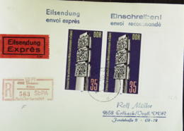 DDR: R-Eil-Fern-Bf 35 Pf Int. Gedenkst. Saßnitz Mit SbPA-R-Zettel 3, 4502 Dessau-Alten (563) 25.6.90 Knr: 2639(2) - Aangetekende Etiketten