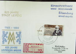 DDR: R-Eil-Fern-Bf 70 Pf Karl-Marx-Jahr 1983, SbPA-R-Zettel 2, 99 Plauen 4 (222) 25.6.90 Knr: 2787 - Labels For Registered Mail