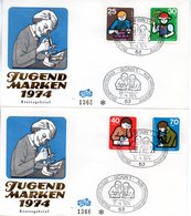 BRD 2 Schmuck-FDC "Jugend: Elemente Internationale Jugendarbeit", Mi. 800/803 ESSt 17.4.1974 BONN 1 - FDC: Buste