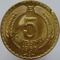 LaZooRo: Chile 5 Centesimos 1966 UNC Die Crack, Error - Chile