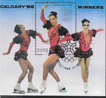 COREA DEL NORD - GIOCHI OLIMPICI INVERNALI '88 CALGARY - FOGLIETTO USATO ( MICHEL BL 239) - Winter 1988: Calgary