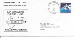 ENVELOPPE N° 132/300 ETATS UNIS 1990 CAP CANAVERAL FLORIDE  NASA SPACE CENTER - Amérique Du Nord