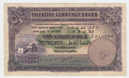 Palestine 500 Mils 1939 VF+ Pick 6c RARE - Israel