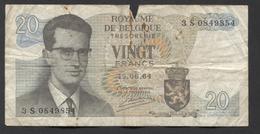 België Belgique Belgium 15 06 1964 -  20 Francs Atomium Baudouin. 3 S 0849854 - 20 Francs