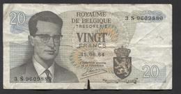 België Belgique Belgium 15 06 1964 -  20 Francs Atomium Baudouin. 3 S 9609880 - 20 Francs