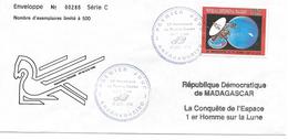 ENVELOPPE N°286/500 MADAGASCAR 1990 LA CONQUÊTE DE L'ESPACE 1er HOMME SUR LA LUNE - Afrika