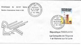 ENVELOPPE N° 137/500 RÉPUBLIQUE TOGOLAISE 1990 LA CONQUÊTE DE L'ESPACE 1er HOMME SUR LA LUNE - Afrika