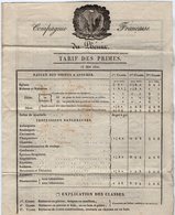 VP14.907- PARIS 1820 - Compagnie Française Du PHENIX - Tarif Des Primes - Banque & Assurance