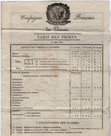 VP14.907- PARIS 1820 - Compagnie Française Du PHENIX - Tarif Des Primes - Bank & Versicherung