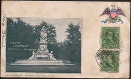 Postcard USA - New York - Bronx Park - Heinrich Heine Monument - Stamp 1c Presidents Benjamin Franklin 1902 Postmark - Bronx