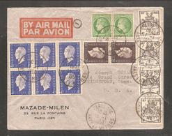 Marianne De Dulac + Mazelin+ 4f Srasbourg  Pour Les Etats Unis Oblit  PARIS  116  1950  /par Avion - 1944-45 Marianne (Dulac)