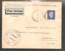 Marianne Dulac Oblit PARIS  Affranch Avion1945 Ministere De L 'air / Ouverture Ligne PARIS STRASBOURG  PRAGUE - 1944-45 Marianne Van Dulac