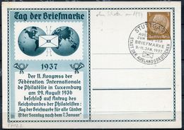 German Empires1937 Privat Ganzsache Tag Der Briefmarke Mi.Nr.PP122 M.SST"Stuttgart-Tag Der Briefmarke,Day Of .."1GS Used - Stamped Stationery