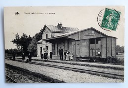 C.P.A. : 03 COULEUVRE : La Gare, Animé, Timbre En 1915 - Andere Gemeenten