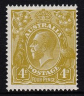 Australia 1927 King George V 4d Greenish Olive SMW P14 MNH - Mint Stamps