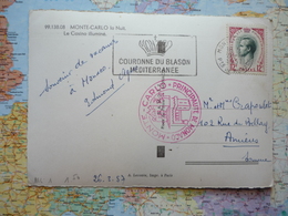 Couronne Du Blason Méditerranée  26/08/1957 Sur CP Le Casino Illuminé - Briefe U. Dokumente