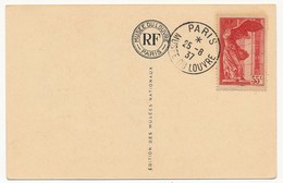 FRANCE - Paire Samothrace Sur CPs Du Musée Du Louvre, Oblit 25 Et 26 Aout 1937 - Storia Postale