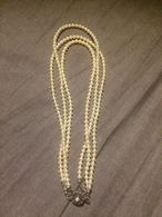 Elegante Collana Multfilo 3 Fili Vintage Con Perline Chiusura In Argento 925 - Vintage Anni 80 - Necklaces/Chains